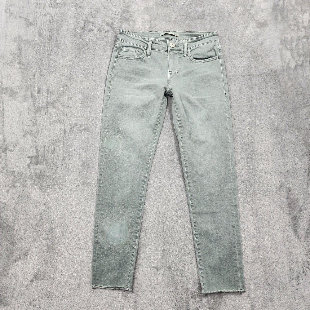 Daytrip Jeans Womens 25 Green Lynx Mid Rise Ankle Skinny Raw Hem Stretch Denim
